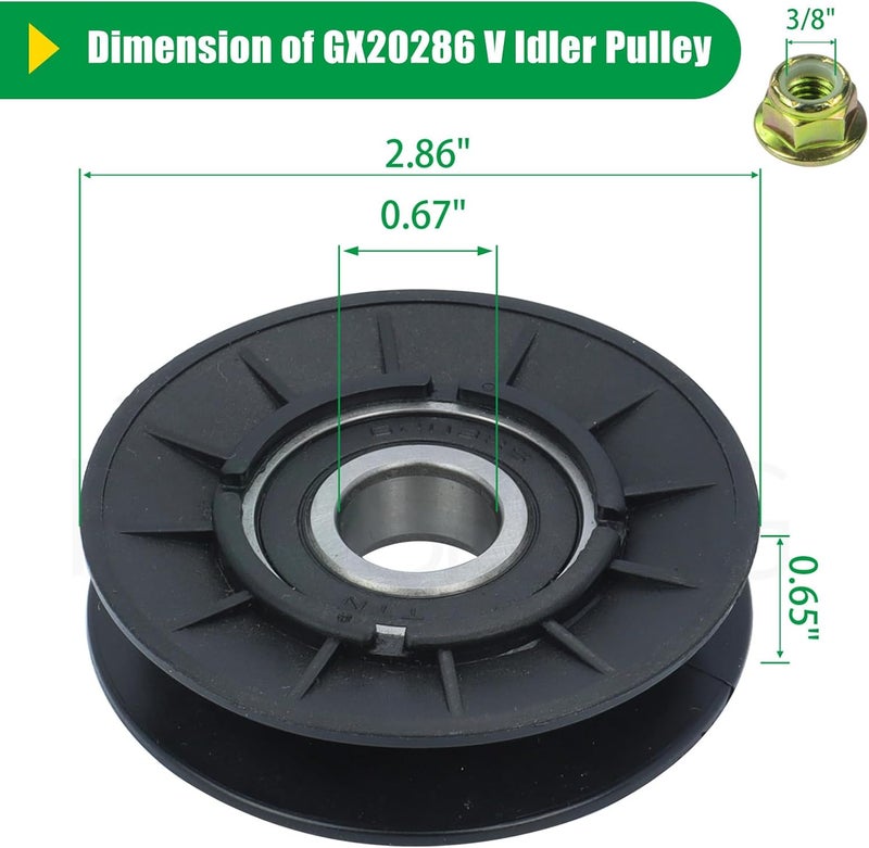POSFLAG GX20286 V Idler Pulley with GX20287 Idler Pulley Replaces John Deere Pulley GX20286 Pulley, John Deere GX20287 Idler Pulley, 690409MA Pulley, 1760097 for John Deere D140, D155, L130 Tractors - Image 4